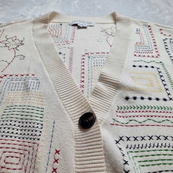 XXL Never Fully Dressed x Anthropologie embroidered work cardigan sweater - Picture 4 of 12